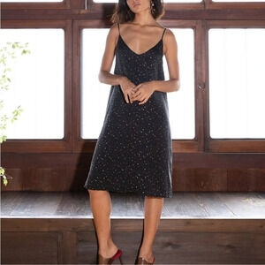 Rails Brianna 100% Silk Slip Dress in Black Confetti Women’s XS Classy Summer